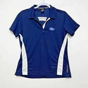 North End Sport Ford Logo Quick Dry Performance Polo Blue Shirt Womens Medium